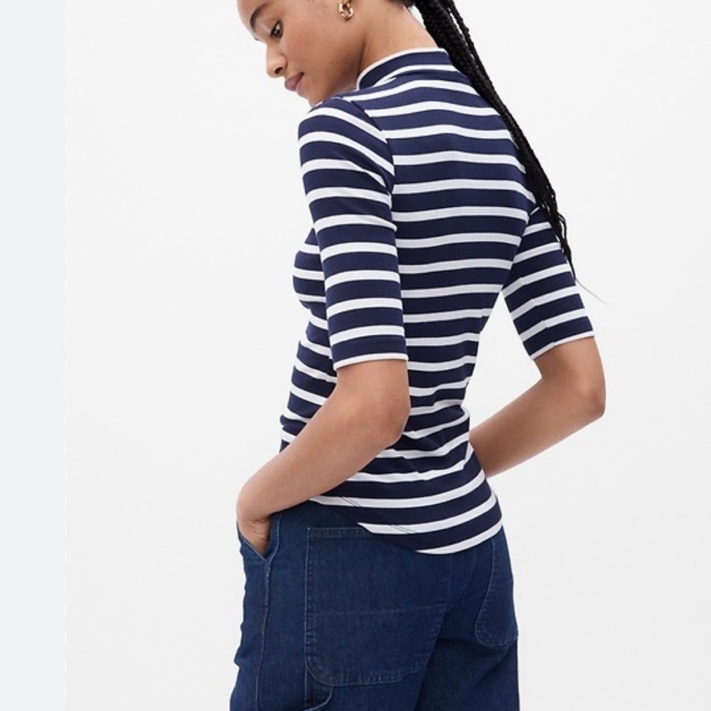 GAP Striped Mini Rib Mock Tee - Picture 2 of 7